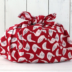 alin的Azuma袋S便當包裝木版畫色塊印花Azuma袋和馬蒂（天鵝/紅色） 第3張的照片