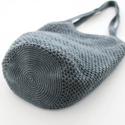 棉質針織鉤編單肩包，內部安全布料（灰灰色/黃色） 第4張的照片