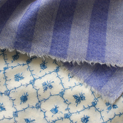Sozuni 刺繡羊毛披肩（灰白色） 第4張的照片