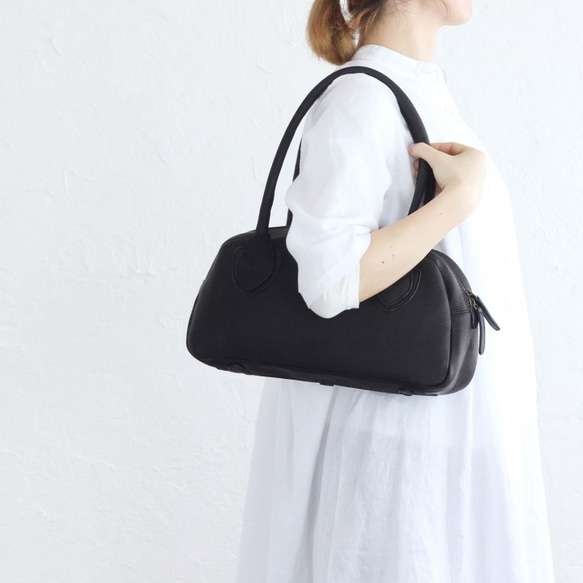 即納】フォーマルにも✦ 本革レザー ボストン型ショルダーバッグ nadi