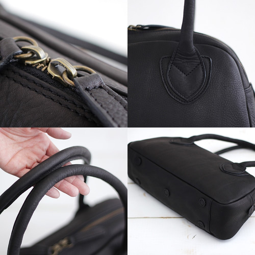 フォーマルにも✦ 本革レザー ボストン型ショルダーバッグ nadi