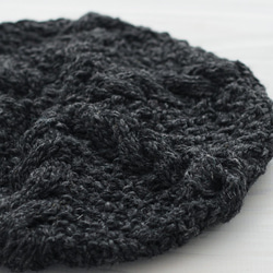 “限量1”羊毛100％Allan圖案針織貝雷帽（炭灰色） 第3張的照片