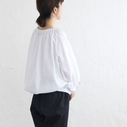 “限量1”亞麻袖絲帶繭套衫（白色） 第3張的照片