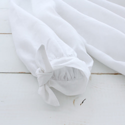 “限量1”亞麻袖絲帶繭套衫（白色） 第6張的照片