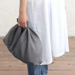 亞麻明礬袋M 50厘米袋裝袋，籃袋（灰色） 第2張的照片