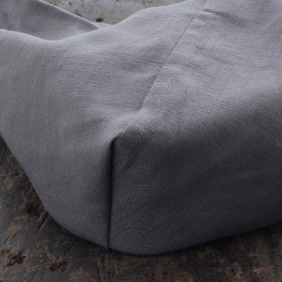 亞麻明礬袋M 50厘米袋裝袋，籃袋（灰色） 第7張的照片