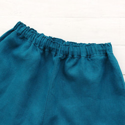 亞麻高喬褲麻寬鬆闊腿褲（深藍/深綠松石色）PT02 第8張的照片