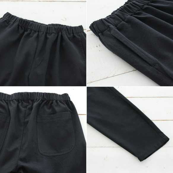 100％純棉寬鬆錐形七分褲（黑色） 第6張的照片