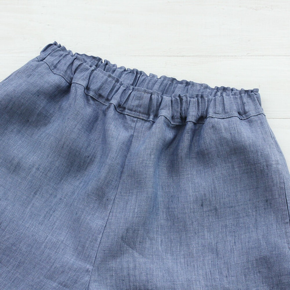 &lt;&lt;限量1 &gt;&gt;亞麻寬鬆寬褲夏季至初秋（灰藍色） 第7張的照片