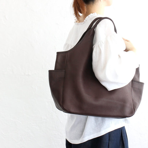 レザートートバッグ nim 本牛革 A4ノートPC ビジネスバッグ （ダーク