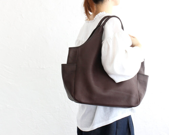 レザートートバッグ nim 本牛革 A4ノートPC ビジネスバッグ （ダーク