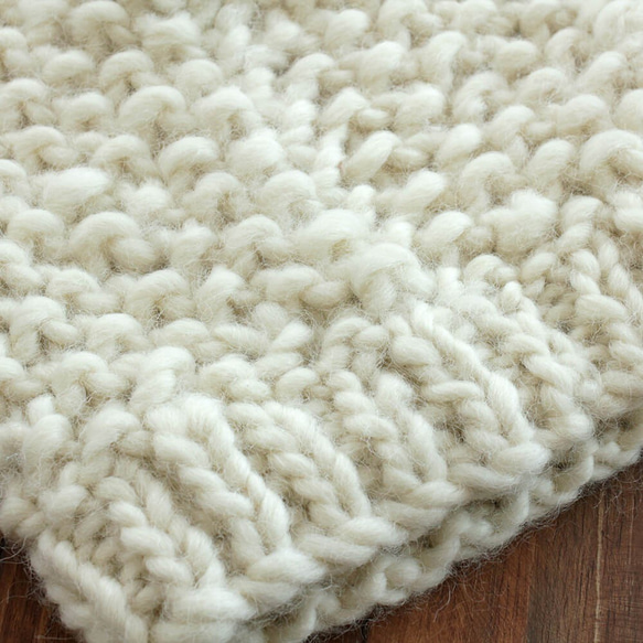 100％羊毛蓬鬆針織帽（灰白色） 第7張的照片