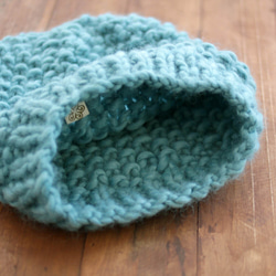 100％羊毛蓬鬆針織帽（綠松石） 第6張的照片