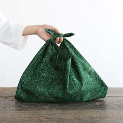Alin&#39;s Azuma袋M 50厘米籃子袋，配蠟染Azuma袋扣（野草/深綠色） 第2張的照片