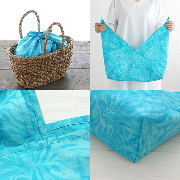 alin&#39;s Azuma Bag M 50厘米籃子袋，配蠟染Azuma Bag Machi（珊瑚色/藍色） 第3張的照片