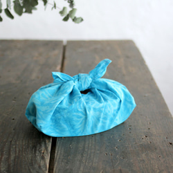 alinのあづま袋 S お弁当包み バティックあずま袋 マチ付き （珊瑚/ブルー） 2枚目の画像