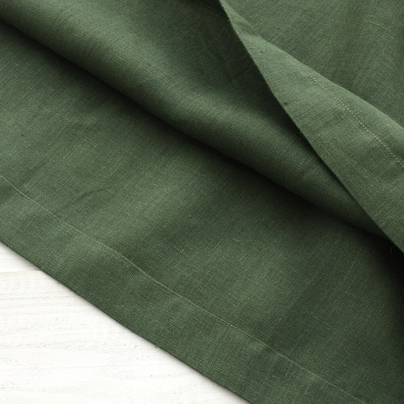《 Limited 1》亞麻喇叭形收褶裙長Maxi長89cm（苔綠色） 第9張的照片