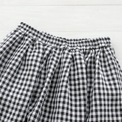 “限量1件”“亞麻褶skirt裙”長86cm（方格格子/黑色） 第7張的照片