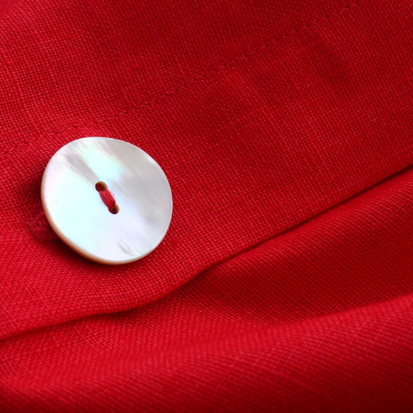 亞麻無色A線春季外套haori（紅色） 第6張的照片