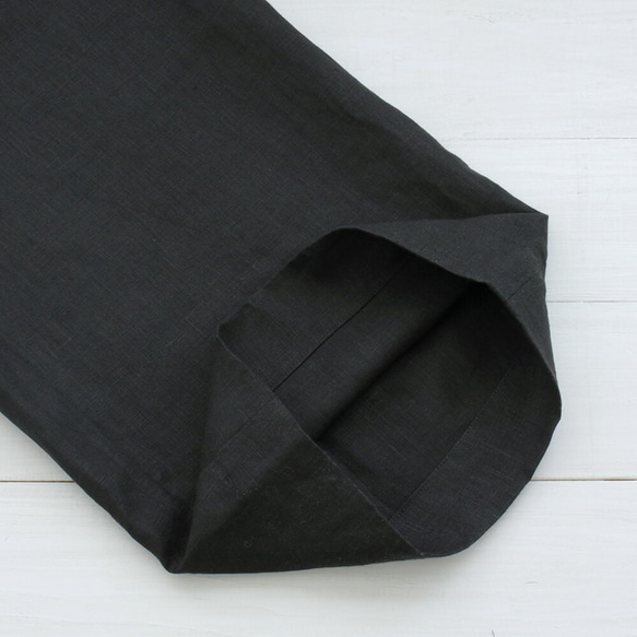 《亞麻直筒褲》寬鬆寬幅（黑）PT05 第11張的照片