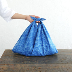 alin&#39;s Azuma袋M 50厘米籃子袋，配蠟染Azuma袋扣（雨條紋/藍色） 第2張的照片