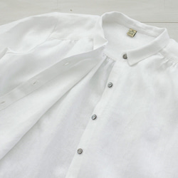 “亞麻 2way 長袖襯衫連衣裙”前開口聚攏外罩（白色） 第8張的照片