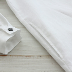 “亞麻 2way 長袖襯衫連衣裙”前開口聚攏外罩（白色） 第9張的照片