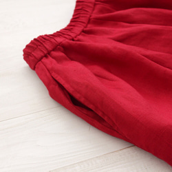 “亞麻褶skirt裙”乾淨長（暗紅色） 第8張的照片