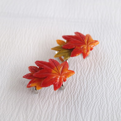 秋の帯留《 もみぢ　紅×萌葱 》 5枚目の画像