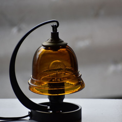 ◆送料無料◆吹きガラス卓上ランプ　鉄スタンド（ミニ）【茶】 6枚目の画像