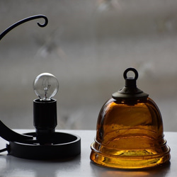 ◆送料無料◆吹きガラス卓上ランプ　鉄スタンド（ミニ）【茶】 8枚目の画像