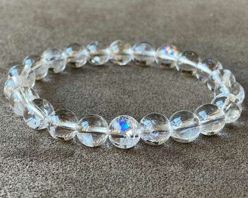 幸福に導く七色の虹/アイリスクォーツ・10ミリ/パワーストーンブレスレット 幸福に導く七色の虹/純天然クラックアイリスクォーツ/パワー 天然石