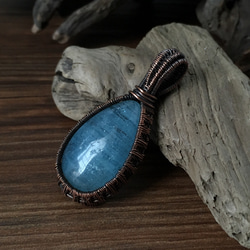 アクアマリンペンダント・Copper wire wrap/ワイヤーアート・ネックレス・ペンダントトップ 6枚目の画像