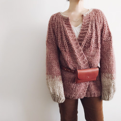 送料無料*Hand knitted[手編み]merino wool & baby alpacaカーディガン 2枚目の画像