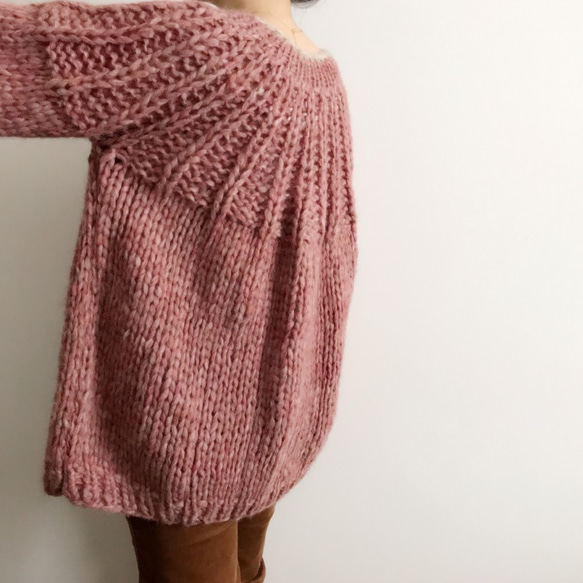 送料無料*Hand knitted[手編み]merino wool & baby alpacaカーディガン 4枚目の画像