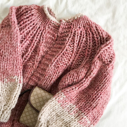 送料無料*Hand knitted[手編み]merino wool & baby alpacaカーディガン 5枚目の画像