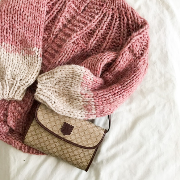 送料無料*Hand knitted[手編み]merino wool & baby alpacaカーディガン 6枚目の画像