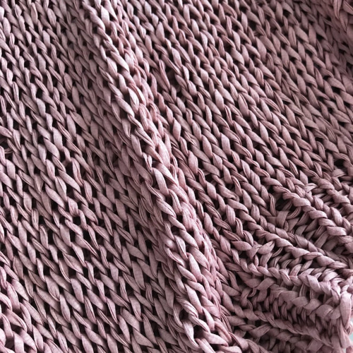 サマーヤーンの手編みセーター 送料無料☆Hand knitted[手編み]コットンテープヤーンのOld rose