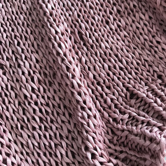送料無料☆Hand knitted[手編み]コットンテープヤーンのOld roseサマーセーター 7枚目の画像