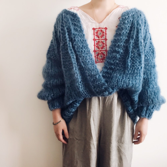 Creema限定福袋！送料無料*Hand knitted[手編み]フランス産Pure mohairカーディガン 6枚目の画像