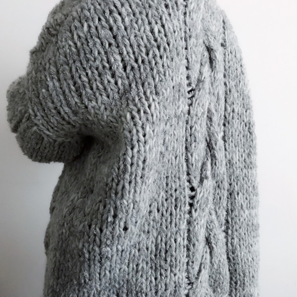Creema限定*送料無料*Hand knitted[手編み]Chunkyアラン編みカーディガン 5枚目の画像