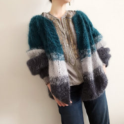 [Creema限定]送料無料*Hand knitted[手編み]フランス産Pure mohairカーディガン 2枚目の画像