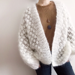 [Creema限定]送料無料*Hand knitted[手編み]Mohair & woolカーディガン 4枚目の画像