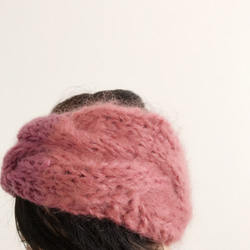 ウール&モヘアのVieux rose hand knit[手編み]ヘアバンド 5枚目の画像