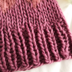 ウール&モヘアのVieux rose hand knit[手編み]ニット帽 2枚目の画像