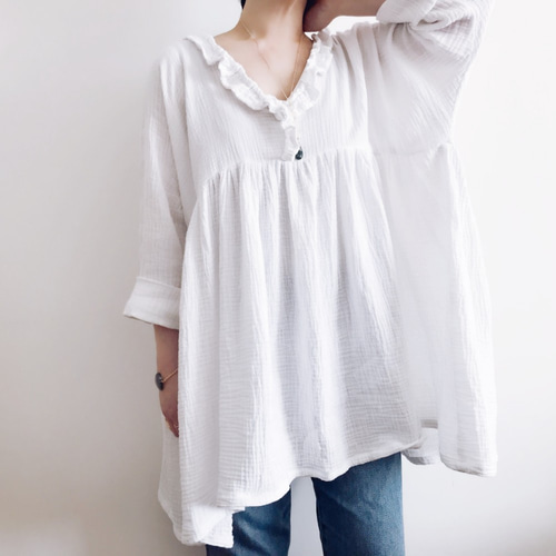 送料無料*[Creema限定]ふわとろダブルガーゼのゆったりギャザー