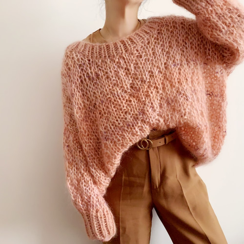 Creema限定]送料無料*Hand knitted[手編み]フランス産モヘアLame