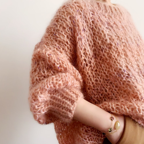 Creema限定]送料無料*Hand knitted[手編み]フランス産モヘアLame