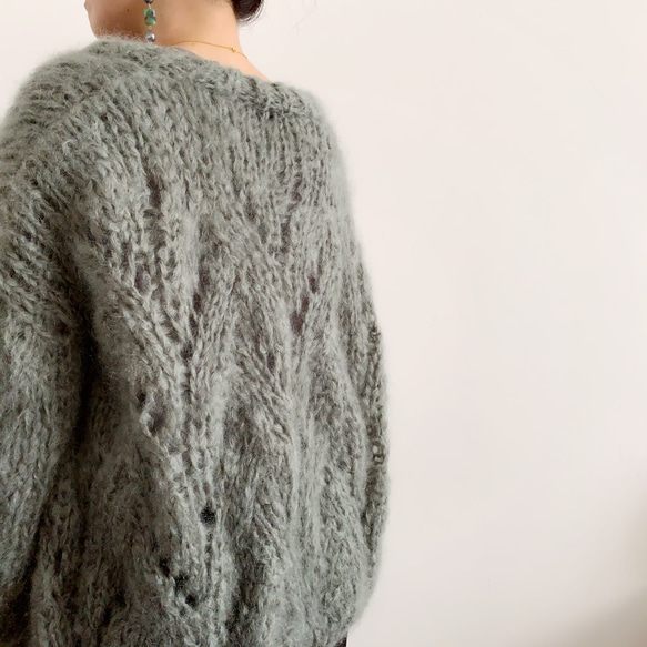 [Creema限定]送料無料*Hand knitted[手編み]Kid mohair & woolカーディガン 8枚目の画像