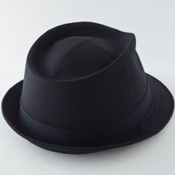 ブラック中折れ帽子 62cm 大きいサイズ 受注生産 2枚目の画像